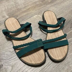 Women’s Green Strappy Slide Sandals